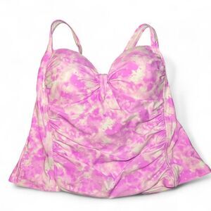 California Waves Women's Pink Tie Dye Tankini Top Size 3X (22/24)